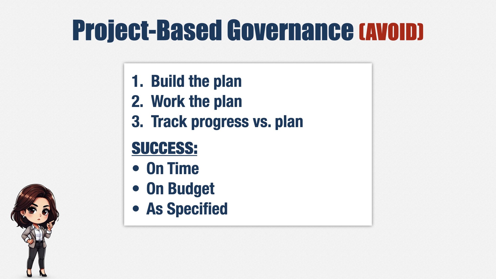 再次出现“Project-Based Governance (Avoid)”的幻灯片。